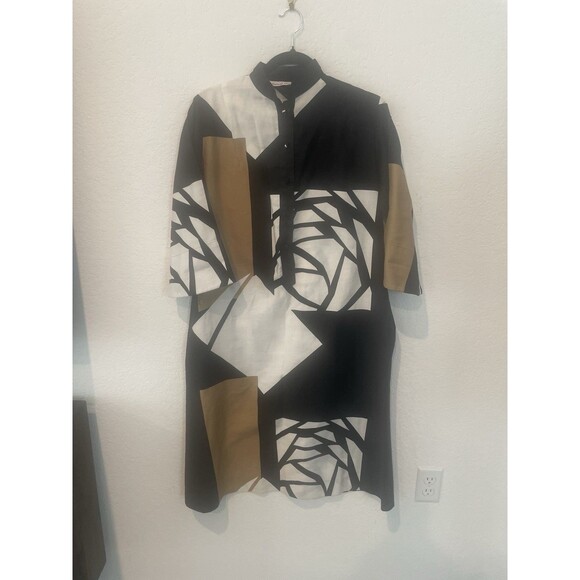 Catherine Ogust Dress Geometric Penthouse Gallery Medium Mod Vintage 80's - Picture 1 of 10